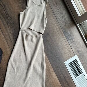Wilfred Tan Sleeveless Sheath Midi Dress
